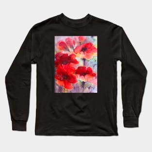 Abstract reds poppies Long Sleeve T-Shirt